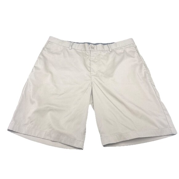 Nike Dri-Fit Mens Khaki Beige Flat Front Chino Pockets Golf Performance Sz 38 - Picture 1 of 9